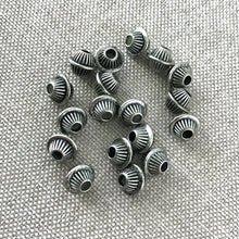 Load image into Gallery viewer, Corrugated Spacer Beads - Antique Silver Plated - 5mm - Package of 18 Beads - The Attic Exchange
