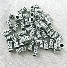 Load image into Gallery viewer, Speckled Tube Spacer Beads - Antique Silver Plated - Large Hole - 6mm x 15mm - Package of 50 Beads - The Attic Exchange