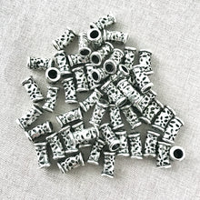 Load image into Gallery viewer, Speckled Tube Spacer Beads - Antique Silver Plated - Large Hole - 6mm x 15mm - Package of 50 Beads - The Attic Exchange