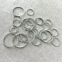 Load image into Gallery viewer, Textured Nickel Plated Silver Round CIrcle Links - 10mm to 20mm - Nickel Silver Plated - Package of 27 Links - The Attic Exchange