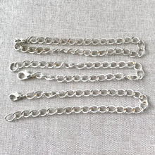 Load image into Gallery viewer, Silver Plated Curb Chain Bracelets - Silver Plated - 8" - Lobster Claw Clasp - Package of 3 Bracelets - The Attic Exchange