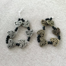 Load image into Gallery viewer, Filigree Heart Beads - Antiqued Silver and Antiqued Gold - 12mm x 14mm - Package of 12 Beads - The Attic Exchange