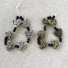 Load image into Gallery viewer, Filigree Heart Beads - Antiqued Silver and Antiqued Gold - 12mm x 14mm - Package of 12 Beads - The Attic Exchange