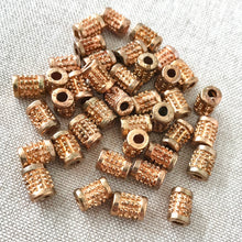 Load image into Gallery viewer, Copper Bumpy Spacer Bead - Tube - 8mm - Large Hole - Package of 39 Beads - The Attic Exchange