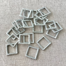 Load image into Gallery viewer, Textured Silver Rope Square Links - 15mm - Silver Plated - Package of 22 Links - The Attic Exchange