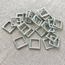 Load image into Gallery viewer, Textured Silver Rope Square Links - 15mm - Silver Plated - Package of 22 Links - The Attic Exchange