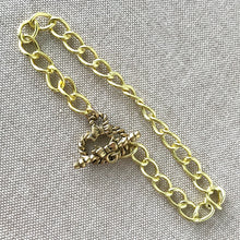 Load image into Gallery viewer, Bow Toggle Curb Chain - Gold Plated Curb Chain Bracelet - 8" - 8 inch - With Toggle Clasp - The Attic Exchange