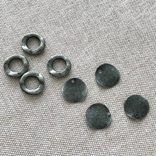 Load image into Gallery viewer, Oxidized Silver Wavy Circle Links with Drops - 11mm - Circle Connector Link - Oxidized Silver Plated - Package of 4 Links and 4 Drops - The Attic Exchange