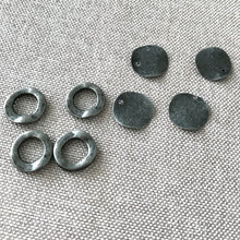 Load image into Gallery viewer, Oxidized Silver Wavy Circle Links with Drops - 11mm - Circle Connector Link - Oxidized Silver Plated - Package of 4 Links and 4 Drops - The Attic Exchange