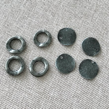 Load image into Gallery viewer, Oxidized Silver Wavy Circle Links with Drops - 11mm - Circle Connector Link - Oxidized Silver Plated - Package of 4 Links and 4 Drops - The Attic Exchange