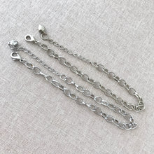 Load image into Gallery viewer, Rolo Oval Cable Chain Bracelets with Bell Charm - Nickel Plated - 7" to 8.5" - Adjustable - Lobster Claw Clasp - Package of 2 Bracelets - The Attic Exchange