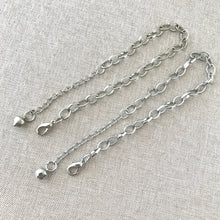 Load image into Gallery viewer, Rolo Oval Cable Chain Bracelets with Bell Charm - Nickel Plated - 7" to 8.5" - Adjustable - Lobster Claw Clasp - Package of 2 Bracelets - The Attic Exchange