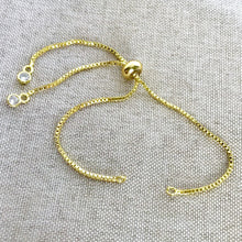 Load image into Gallery viewer, Gold Plated Box Chain - Dainty Fine - Adjustable 5 to 9 Inches - with Open Loops - Adjustable Box Chain Bracelet - Gold Plated - The Attic Exchange