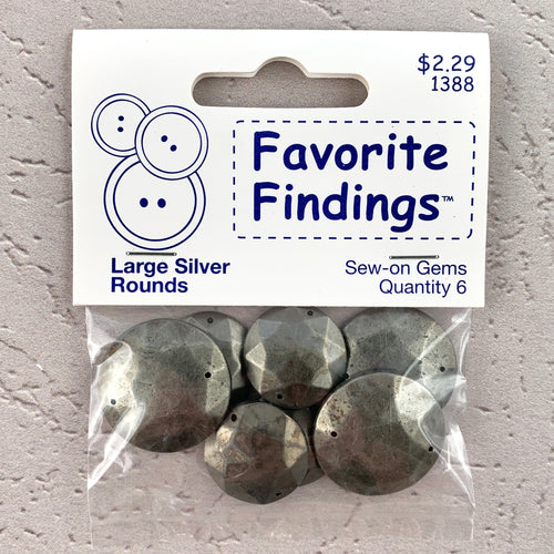 1388 Large Silver Rounds - Favorite Findings - Sew-on Gems