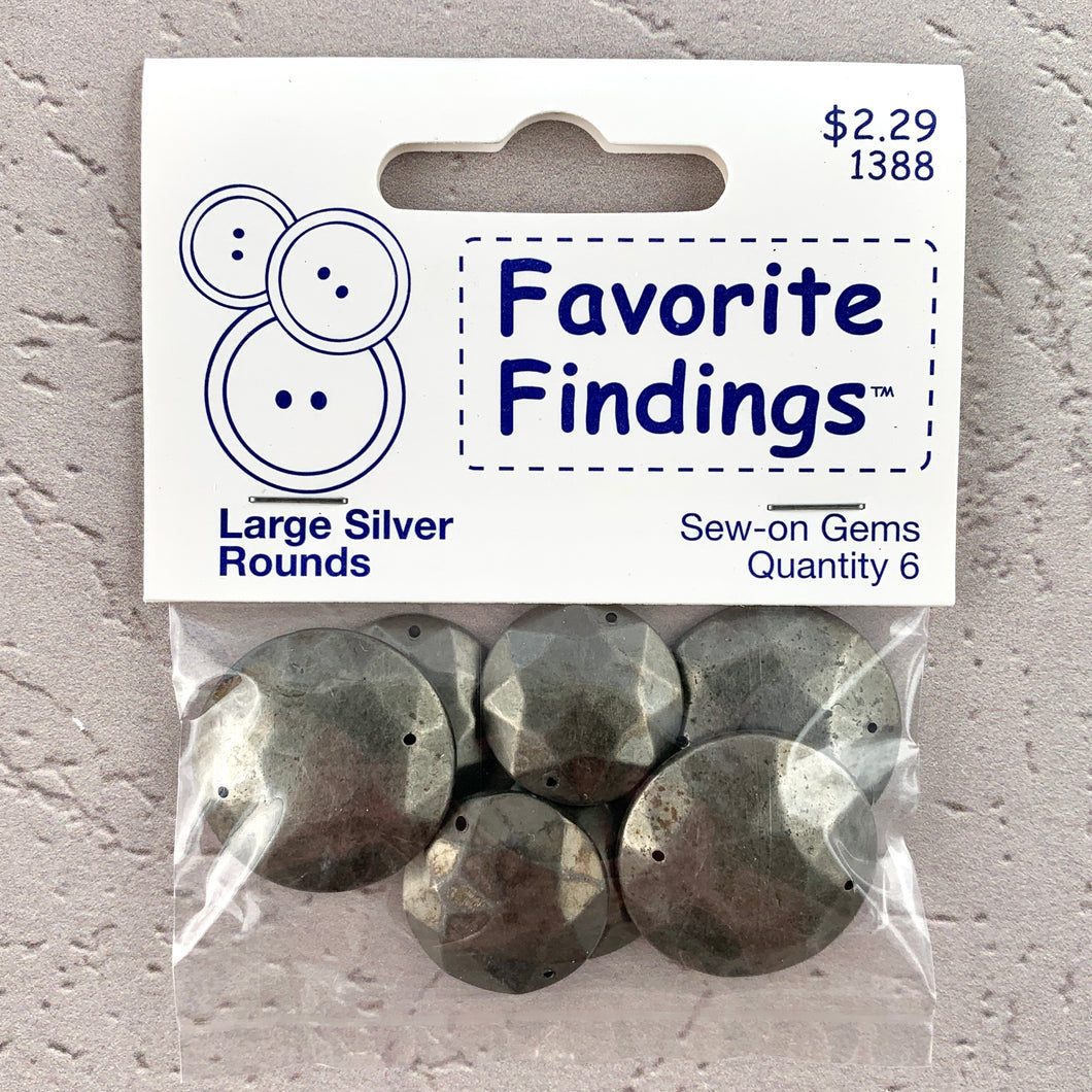 1388 Large Silver Rounds - Favorite Findings - Sew-on Gems