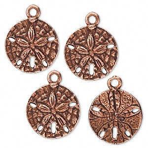 Sand Dollar Charms - Antique Copper Pewter - 20mmx16mm - Pack of 4 - The Attic Exchange