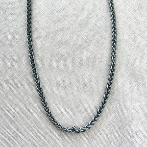 Antique Silver Plated Braided Chain Necklace - Lobster Claw Clasp - 20 inch - 20" - Antiqued Silver Plated - Package of 1 Necklace Chain - The Attic Exchange