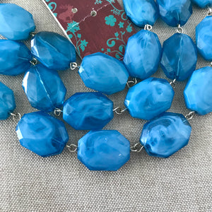 Blue Marble Faceted Oval Links - Acrylic - 15mm x 19mm - Package of 24 Links - The Attic Exchange