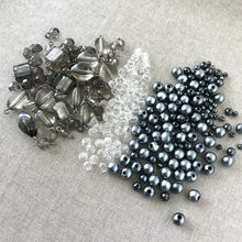 Load image into Gallery viewer, Smokey Acrylic Bead Mix - Blue Grey Clear - Acrylic - Mixed Sizes - Package of 282 Beads - The Attic Exchange