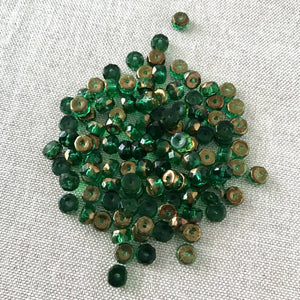 Gold Emerald Green Czech Glass Faceted Rondelle - 6mm - Gold and Emerald Green - Package of 112 Beads - The Attic Exchange