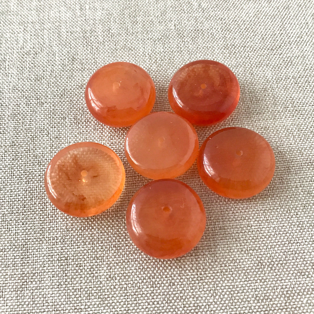 Orange Sherbet Glass Rondelle Beads - 7mm x 20mm - Translucent Orange - Package of 6 Beads - The Attic Exchange