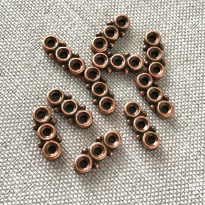 Copper Spacer Bar - 3 Strand - 5mm x 12mm - Copper Plated Pewter - Pack of 10 Spacer Bars - The Attic Exchange