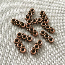 Load image into Gallery viewer, Copper Spacer Bar - 3 Strand - 5mm x 12mm - Copper Plated Pewter - Pack of 10 Spacer Bars - The Attic Exchange