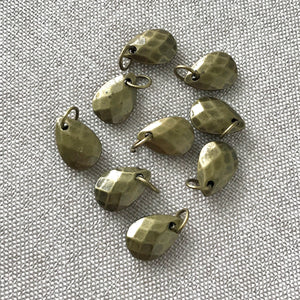 Brass Color Acrylic Faceted Teardrop Charms - 12mm Acrylic Brass Colored Charms - Package of 9 Charms - The Attic Exchange