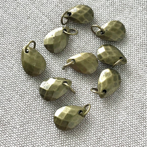 Brass Color Acrylic Faceted Teardrop Charms - 12mm Acrylic Brass Colored Charms - Package of 9 Charms - The Attic Exchange