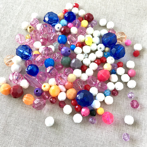 Round Faceted Acrylic Beads - Assorted Colors Multicolor - Mixed Sizes - Package of 160 Beads - The Attic Exchange