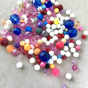 Round Faceted Acrylic Beads - Assorted Colors Multicolor - Mixed Sizes - Package of 160 Beads - The Attic Exchange