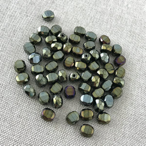 Brown Iris Barrel Diamond Cut Faceted Czech Glass Beads - 6mm x 9mm - Brown Iris - Package of 58 Beads - The Attic Exchange