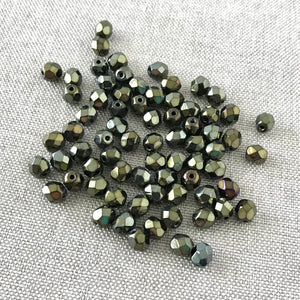 Brown Iris Round Faceted Czech Glass Beads - 5mm - Brown Iris - Package of 72 Beads - The Attic Exchange