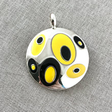 Load image into Gallery viewer, Yellow and Black Silver Plated Circle Pendant - 40mm - Silver Plated - Package of 1 Pendant - The Attic Exchange