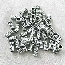 Load image into Gallery viewer, Speckled Tube Spacer Beads - Antique Silver Plated - Large Hole - 6mm x 15mm - Package of 50 Beads - The Attic Exchange