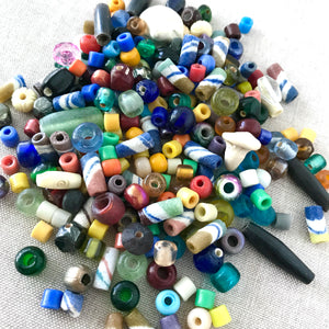 Rainbow Mixed Glass and Clay Beads - Mixed Sizes - Package of 245 Beads - The Attic Exchange