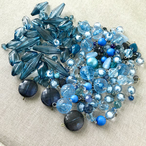 Blue Acrylic Bead Lot - Mixed Shapes and Sizes - Package of over 4 oz of beads - The Attic Exchange