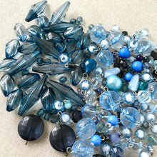 Load image into Gallery viewer, Blue Acrylic Bead Lot - Mixed Shapes and Sizes - Package of over 4 oz of beads - The Attic Exchange