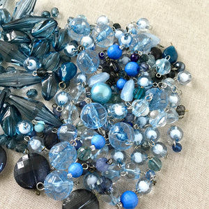 Blue Acrylic Bead Lot - Mixed Shapes and Sizes - Package of over 4 oz of beads - The Attic Exchange