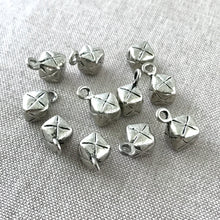 Load image into Gallery viewer, Antique Silver Plated  Wrapped Cube Dangle Charms - 10mm - Antiqued Silver Plated - Heavy - Package of 11 Charms - The Attic Exchange