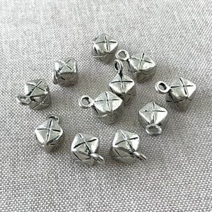 Antique Silver Plated  Wrapped Cube Dangle Charms - 10mm - Antiqued Silver Plated - Heavy - Package of 11 Charms - The Attic Exchange