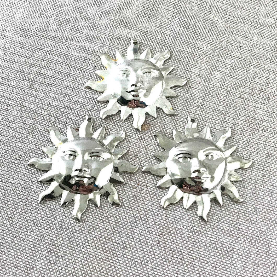 Silver Plated Large Sun Pendant - Silver Plated - Sun - Celestial - Package of 3 Pendants - The Attic Exchange