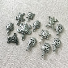 Load image into Gallery viewer, Unique Pewter Turtle Charm Mix - Assorted Sizes - Package of 12 Charms - The Attic Exchange