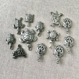 Unique Pewter Turtle Charm Mix - Assorted Sizes - Package of 12 Charms - The Attic Exchange