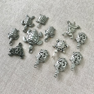 Unique Pewter Turtle Charm Mix - Assorted Sizes - Package of 12 Charms - The Attic Exchange