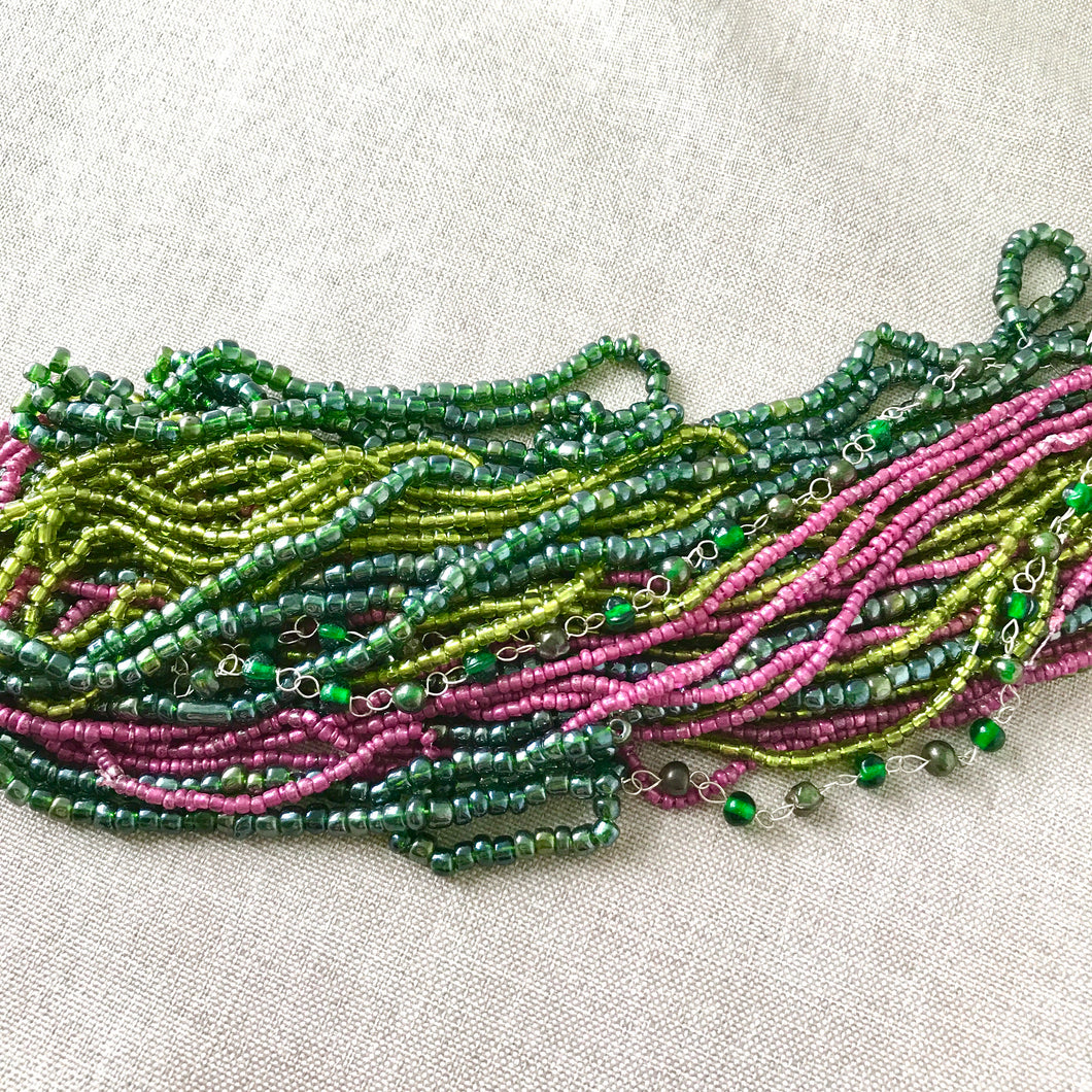 Green Pink - Twister Beads - Glass Seed Beads - Blue Moon Beads - The Attic Exchange
