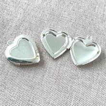 Load image into Gallery viewer, Silver Plated Heart Lockets - Plain - 20mm x 23mm - Silver Plated - Package of 2 Locket Charms - The Attic Exchange
