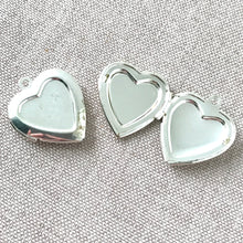 Load image into Gallery viewer, Silver Plated Heart Lockets - Plain - 20mm x 23mm - Silver Plated - Package of 2 Locket Charms - The Attic Exchange