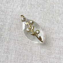 Load image into Gallery viewer, Flower Rhinestone Antique Brass Clear Acrylic Pendant - 17mm x 45mm - Package of 1 Pendant - The Attic Exchange