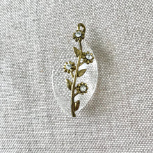Load image into Gallery viewer, Flower Rhinestone Antique Brass Clear Acrylic Pendant - 17mm x 45mm - Package of 1 Pendant - The Attic Exchange